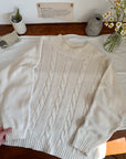 The Almond Milk Lightweight Cable Sweater (L)