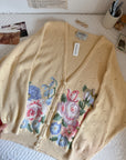 The Pale Yellow Floral Cardigan (L)