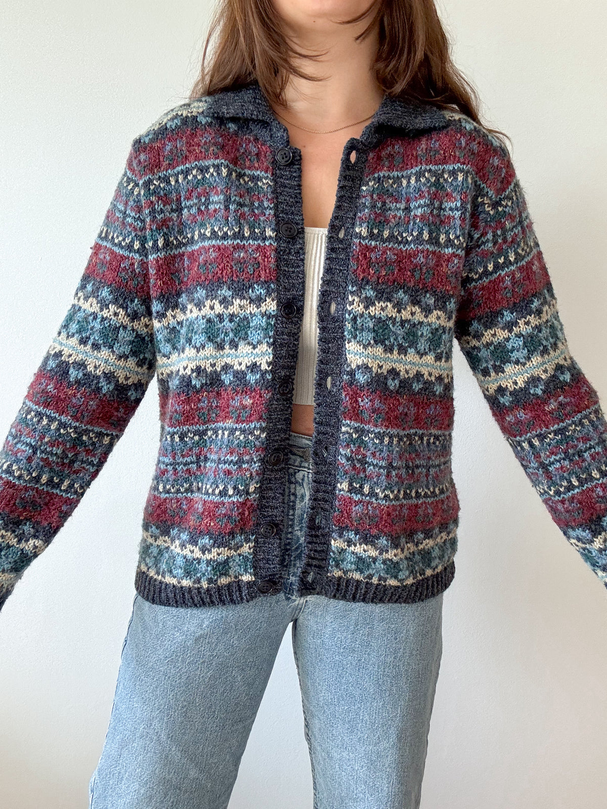 The Autumn Sunset Fair Isle Cardigan (M)