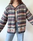The Autumnal Cozy Striped Cardigan (XL)