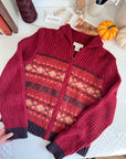 The Rust Fair Isle Zipper Cardigan (S)