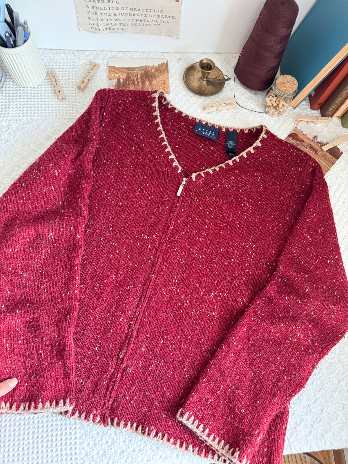 The Cherry Speckled Cardigan (L)
