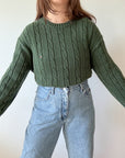 The Forest Green Tommy Cable Knit Sweater (L)