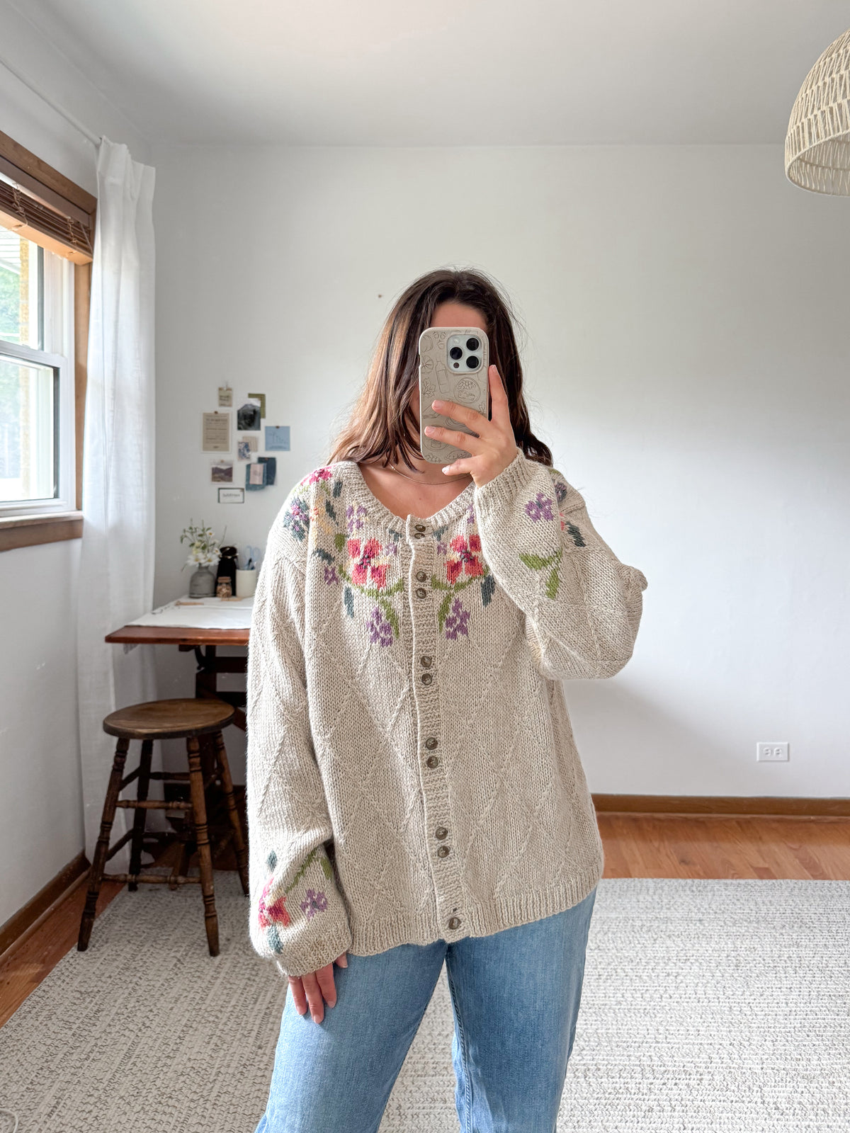 The Floral Bean Cardigan (L)
