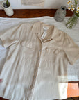 The Butter Yellow Silk Button Up (M)