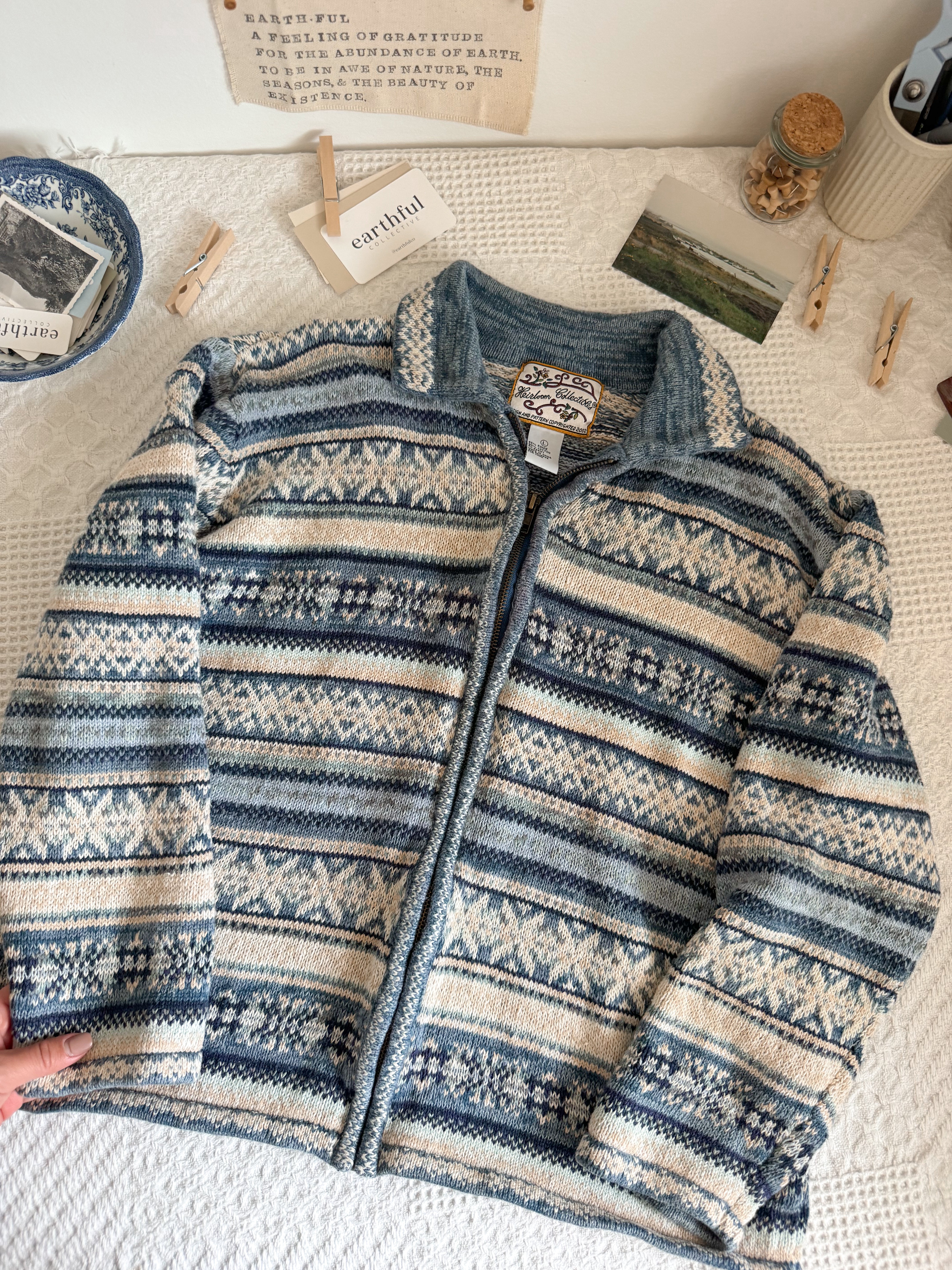 The Fair Isle Blue Toned Cardigan (L)