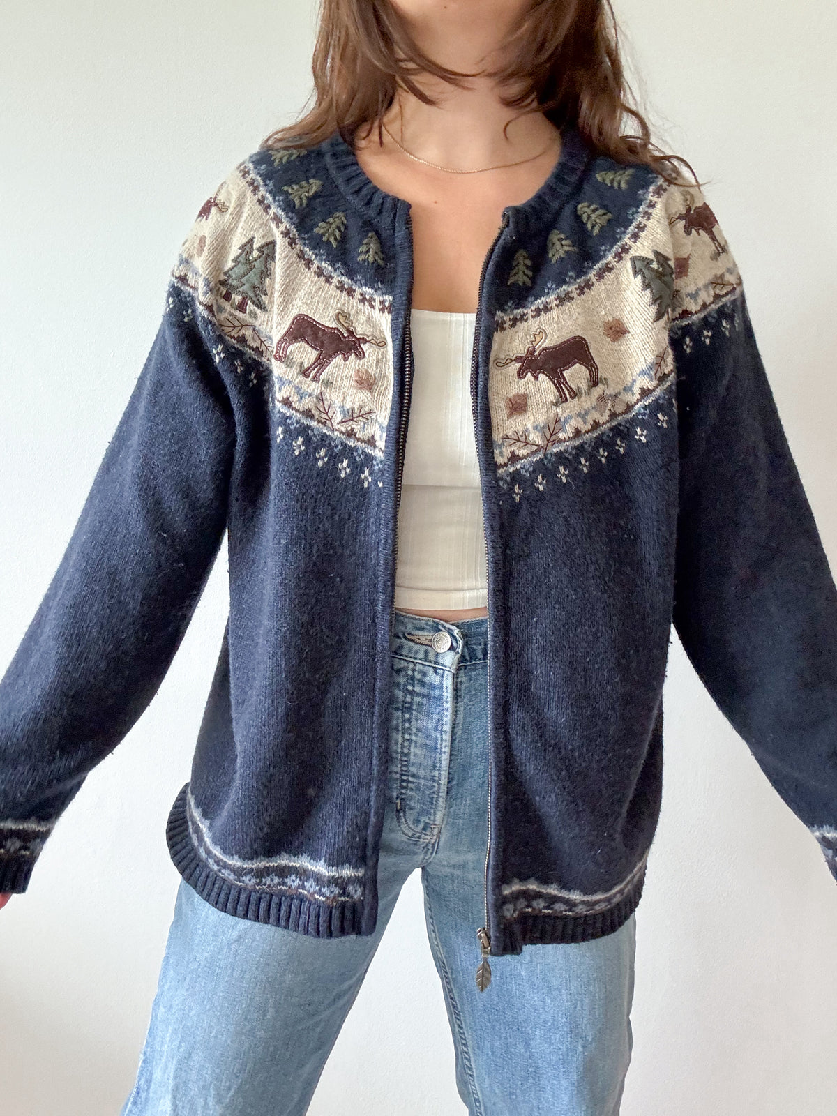 The Fair Isle Moose Cardigan (XL)