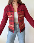 The Rust Fair Isle Zipper Cardigan (S)
