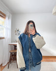 The Edgy Denim Bomber Jacket (M)