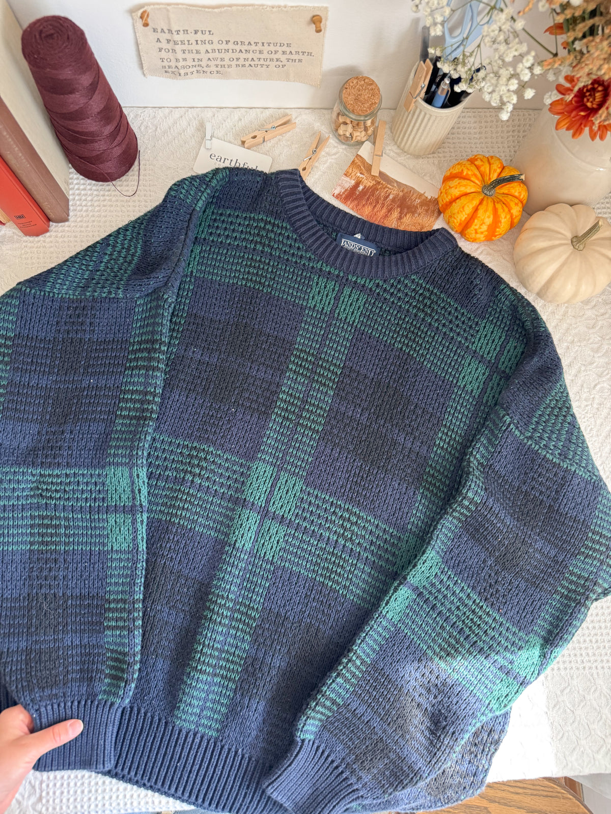 The Navy &amp; Teal Plaid Sweater (XL)