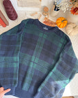 The Navy & Teal Plaid Sweater (XL)