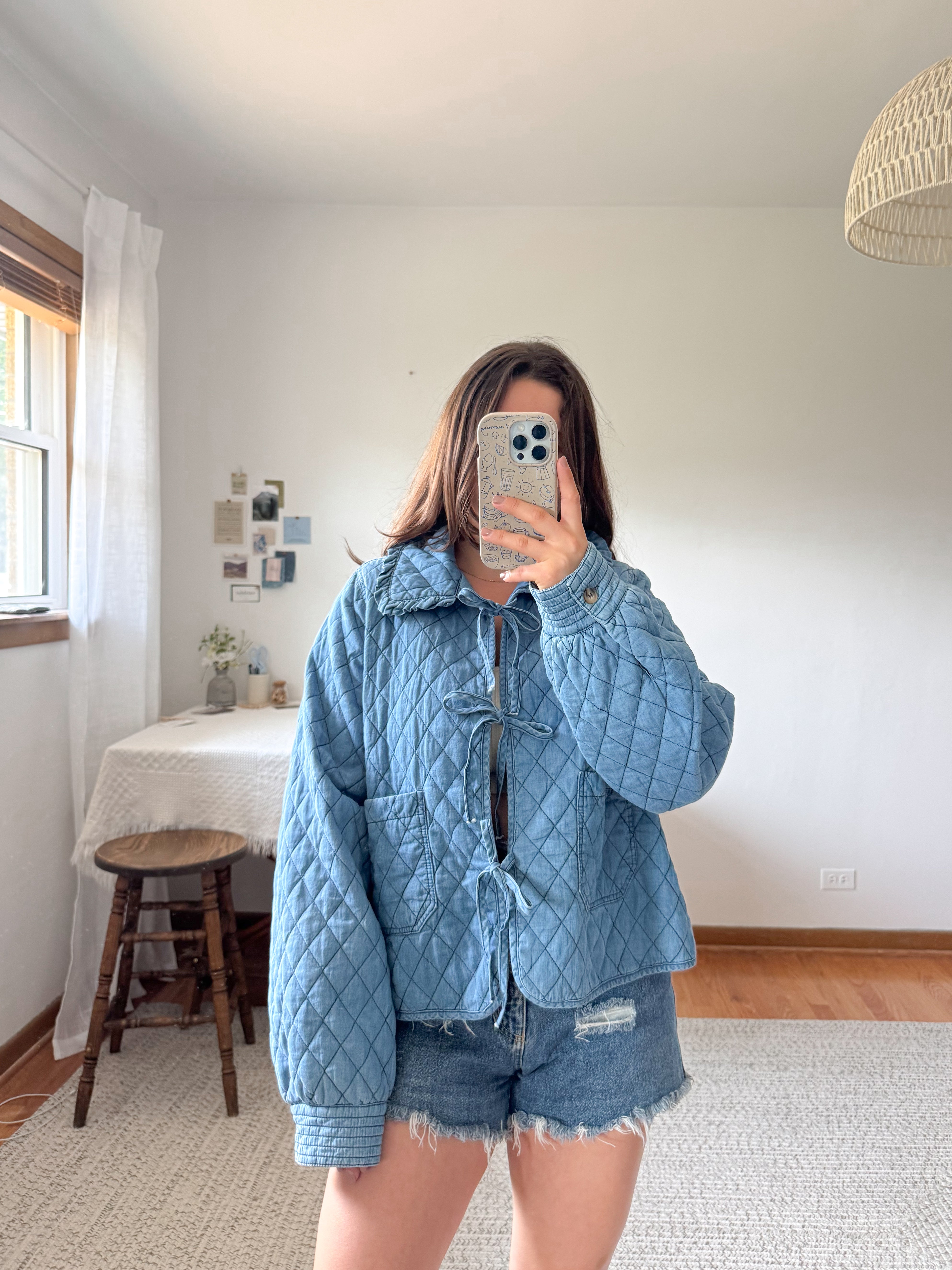 The Quilted Denim Tie Jacket (L)