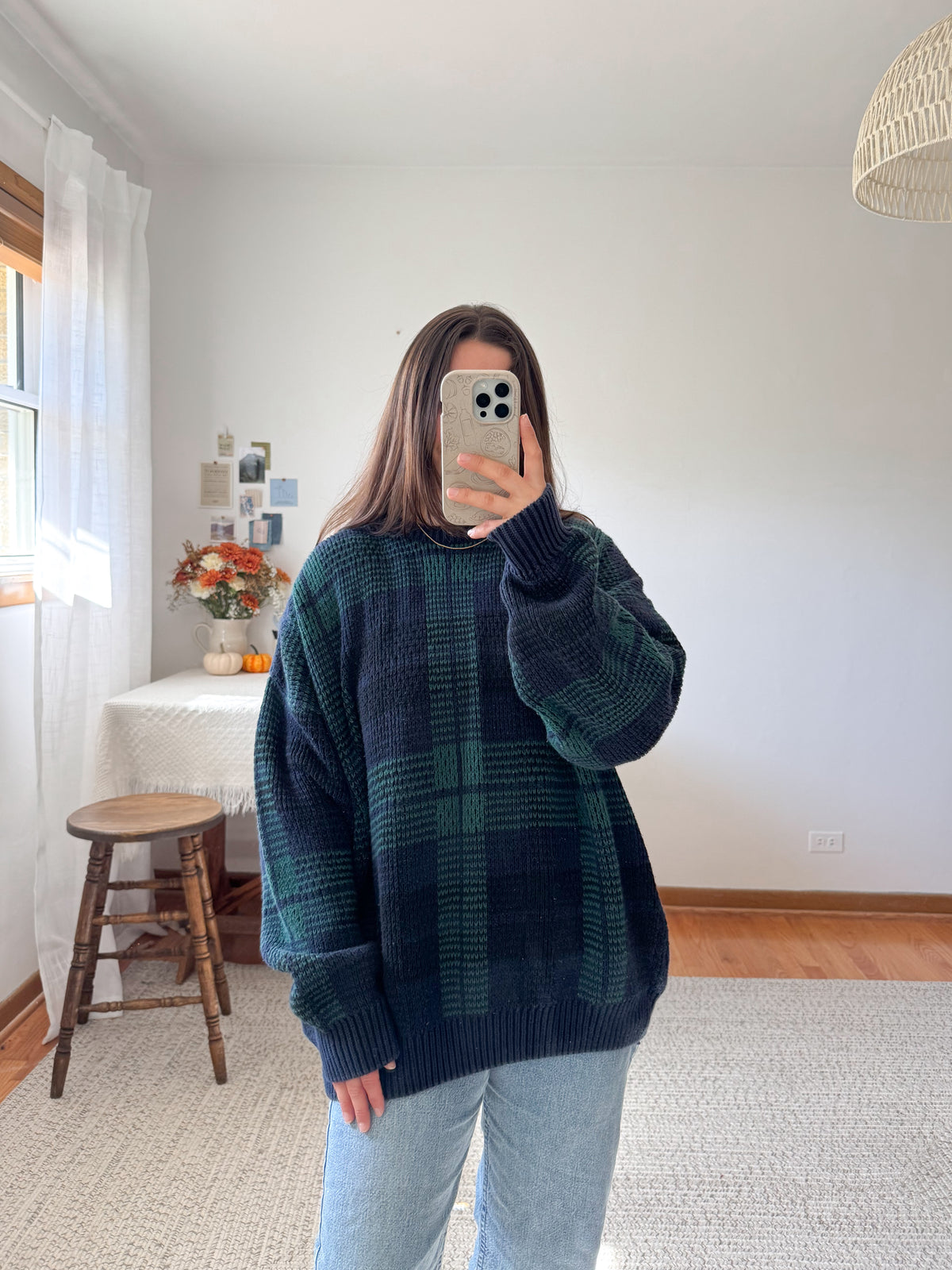 The Navy &amp; Teal Plaid Sweater (XL)