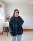 The Navy & Teal Plaid Sweater (XL)