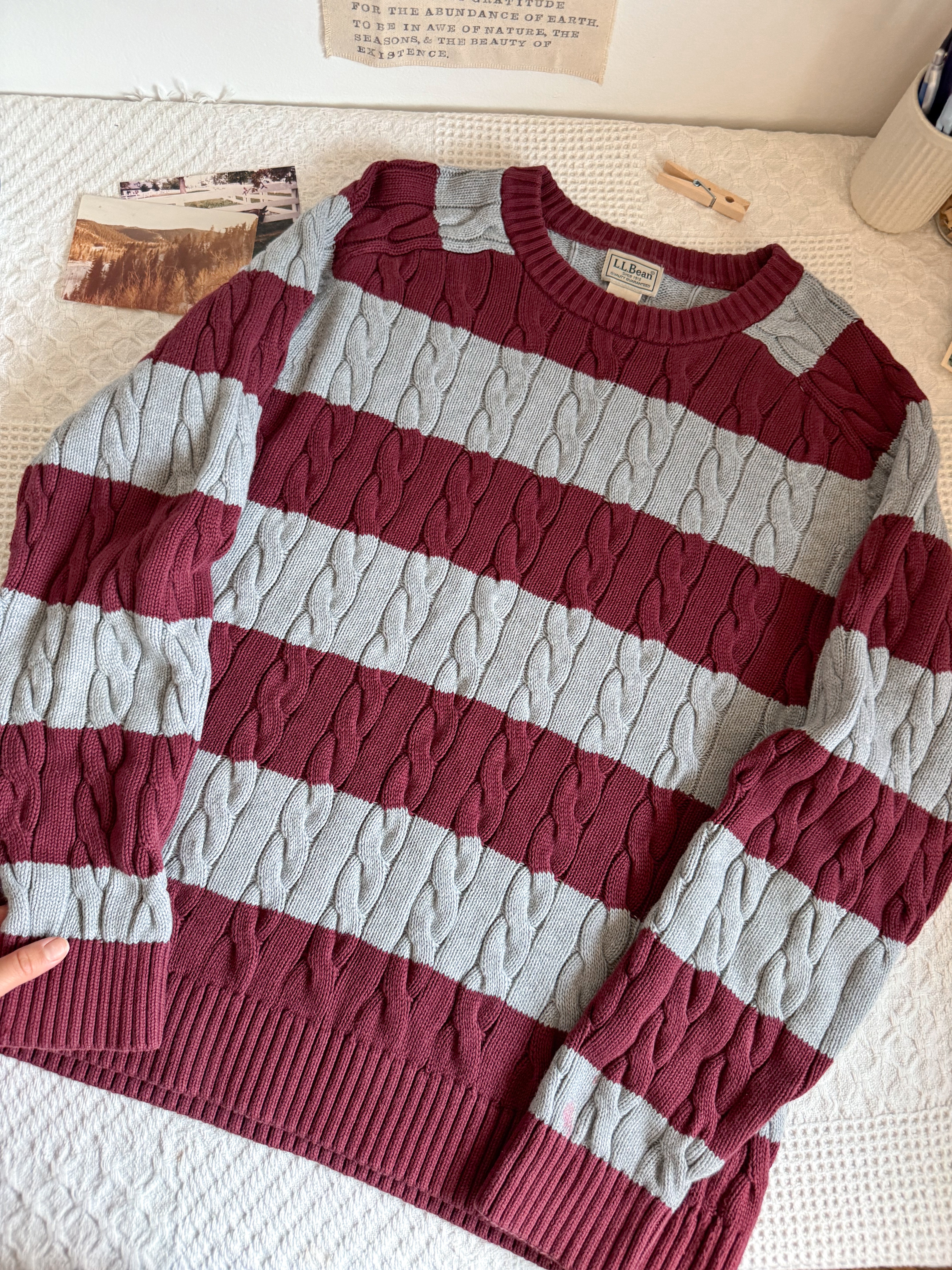 The Striped Currant Cable Sweater (L)