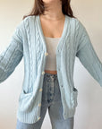The Sky Blue Cable Knit Cardigan (M)