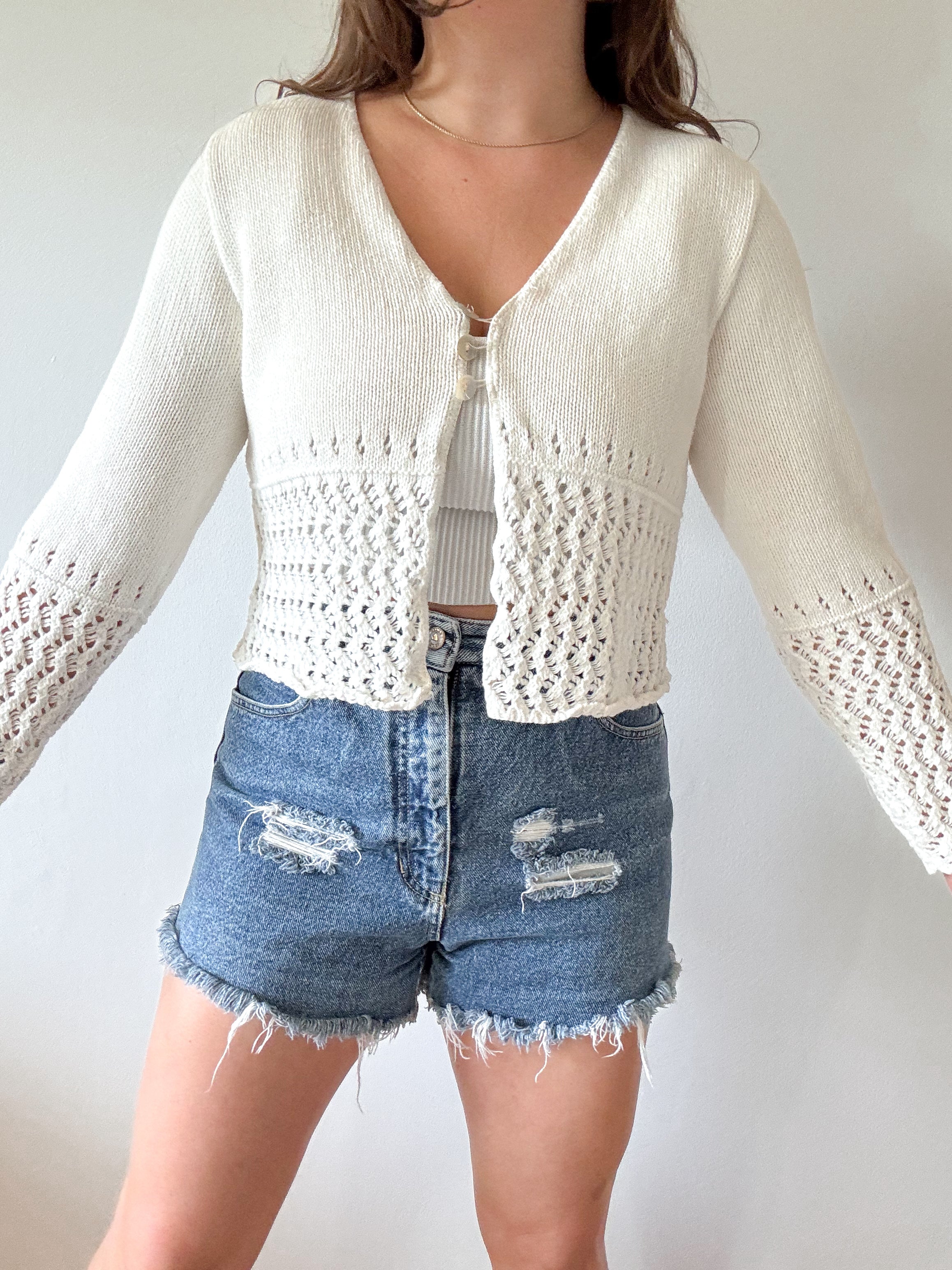 The Tri Pearl Button Cardigan (M)