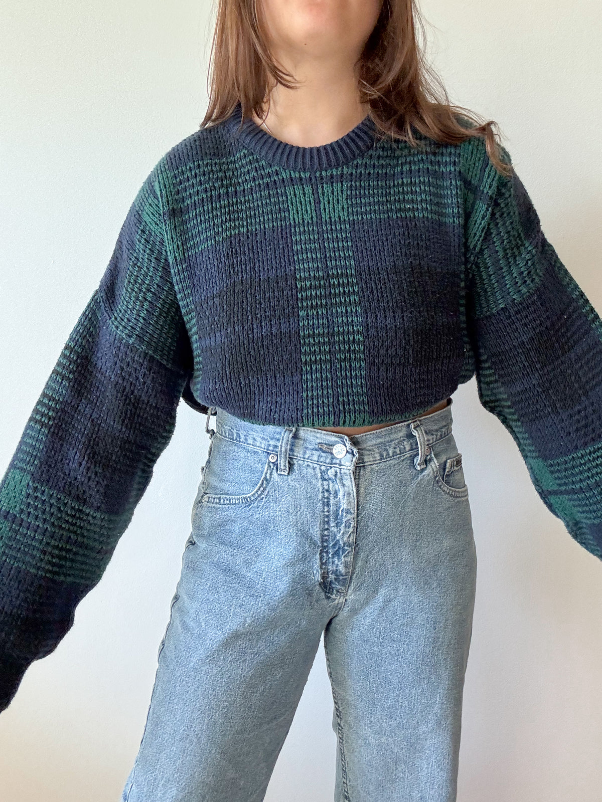 The Navy &amp; Teal Plaid Sweater (XL)