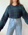 The Navy & Teal Plaid Sweater (XL)