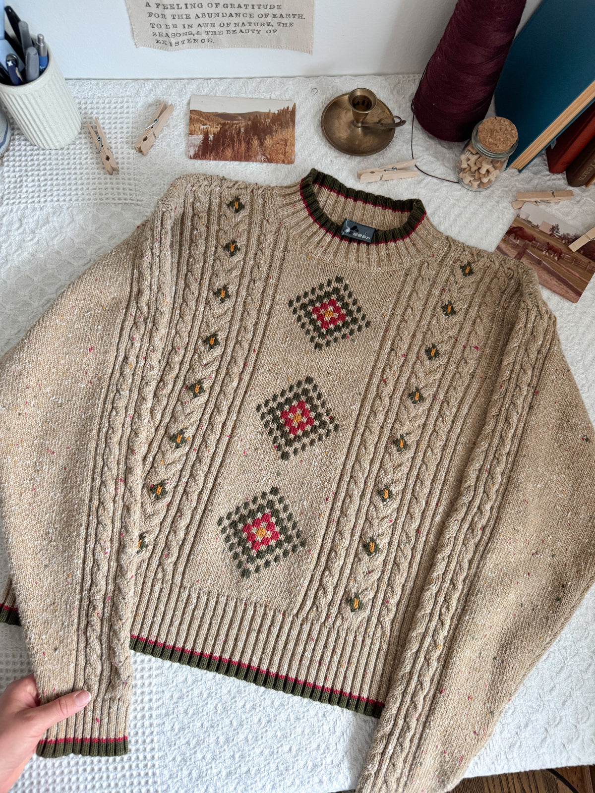 The Autumn Aztec Mock Neck Sweater (S)