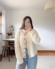 The Creamy Wood Button Bean Cardigan (M)