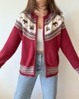 The Cherry Moose Fair Isle Zipper Cardigan (M)