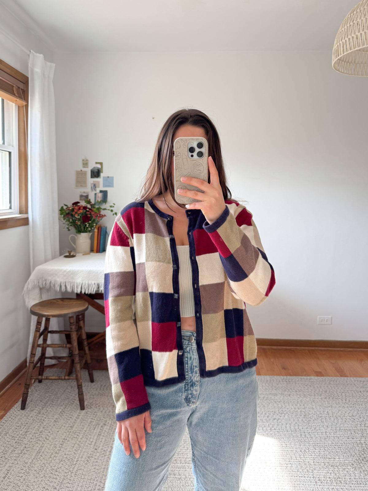 The Trendy Checkered Cardigan (M)