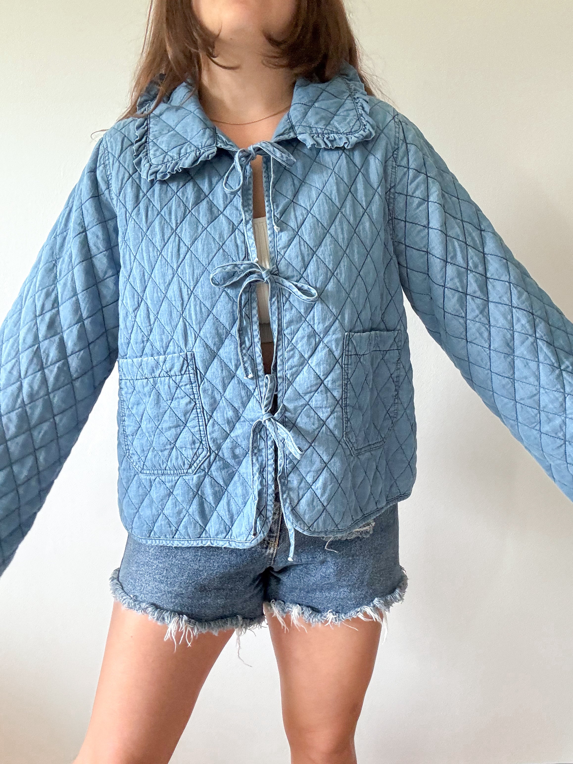 The Quilted Denim Tie Jacket (L)