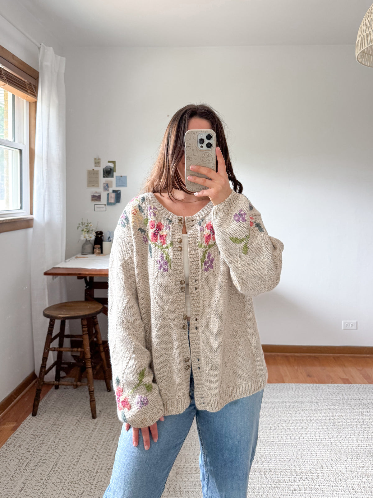 The Floral Bean Cardigan (L)