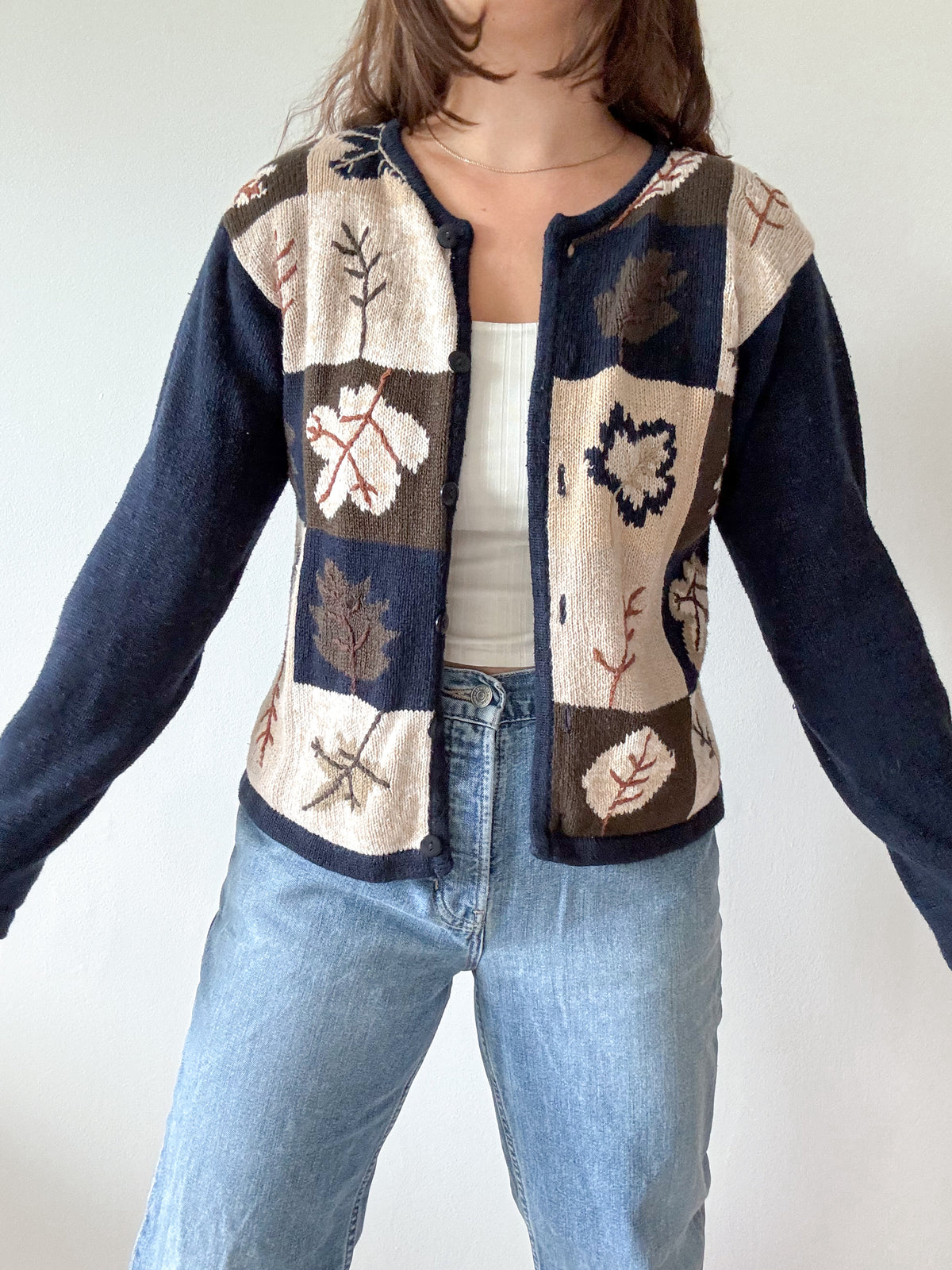 The Checkered Leaf Cardigan (S)