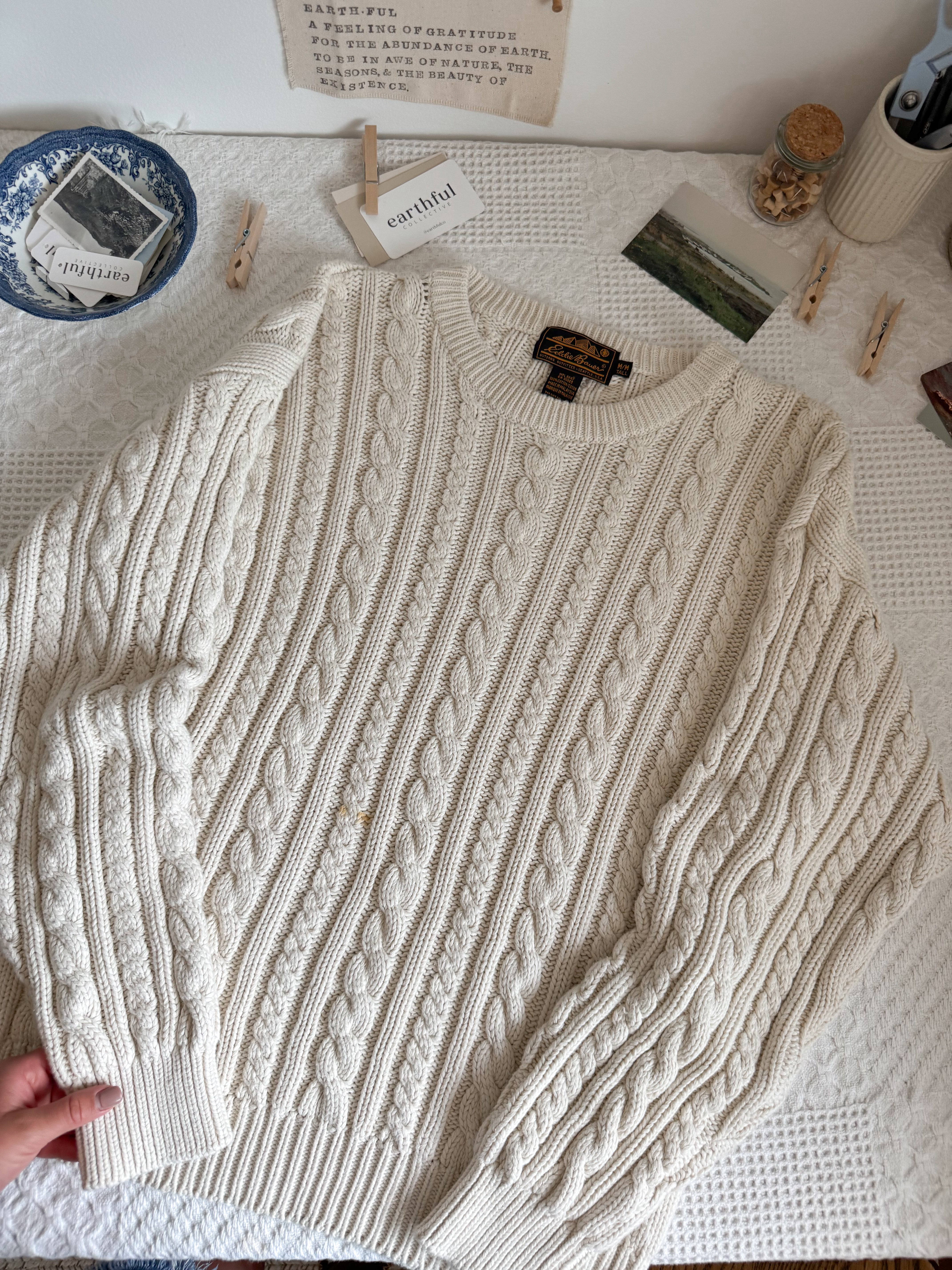 The Creamy Cable Knit Sweater (L)