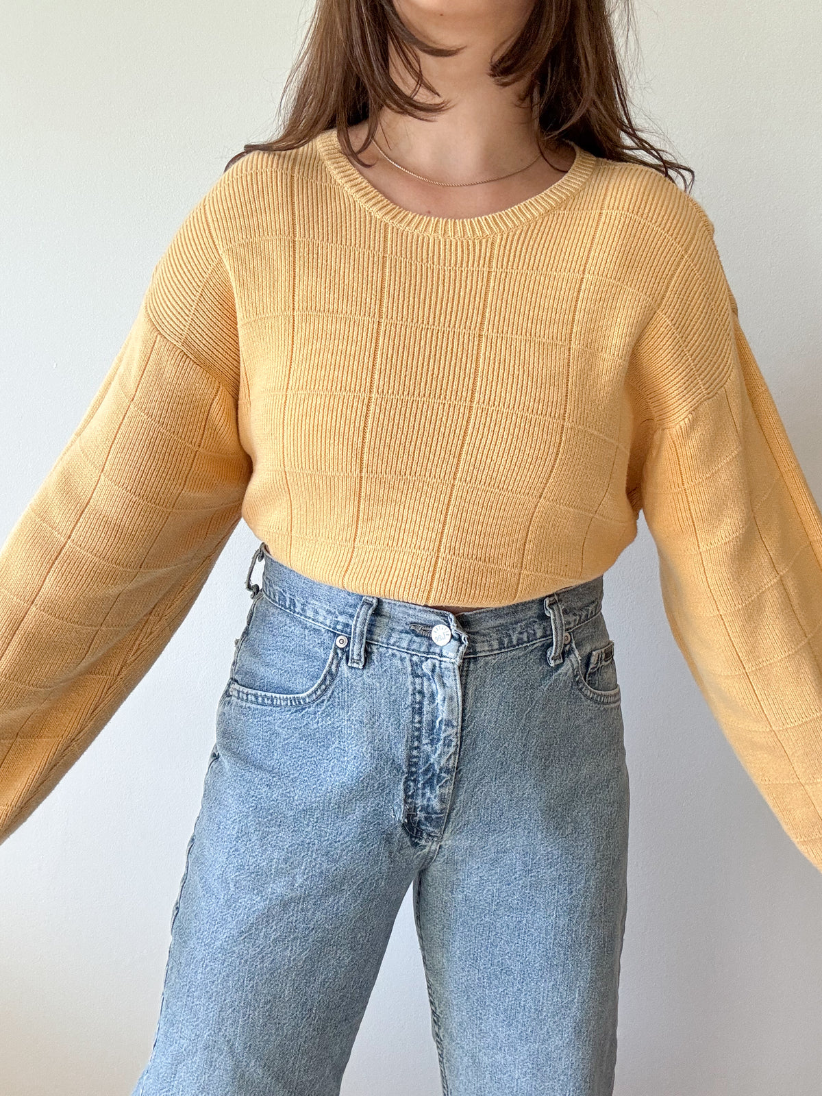 The Sunflower Yellow Checkered Sweater (XL)