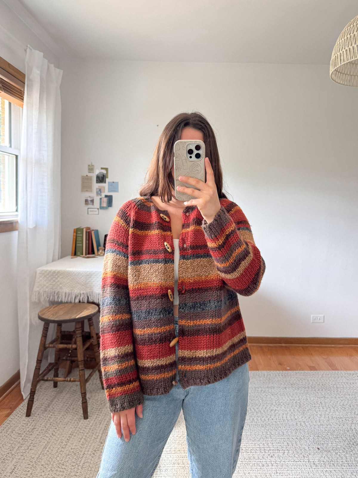 The Striped Fall Toggle Cardigan (L)