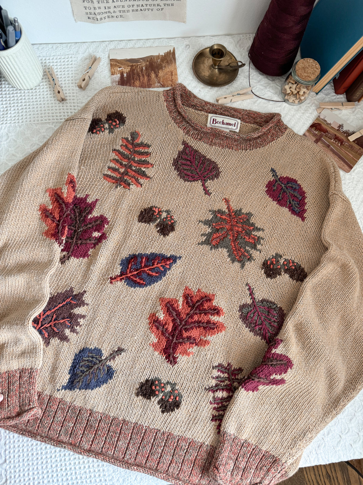The Autumnal Leaf Rolled Neck Sweater (L)