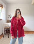 The Apple Red Corduroy Shacket (M)