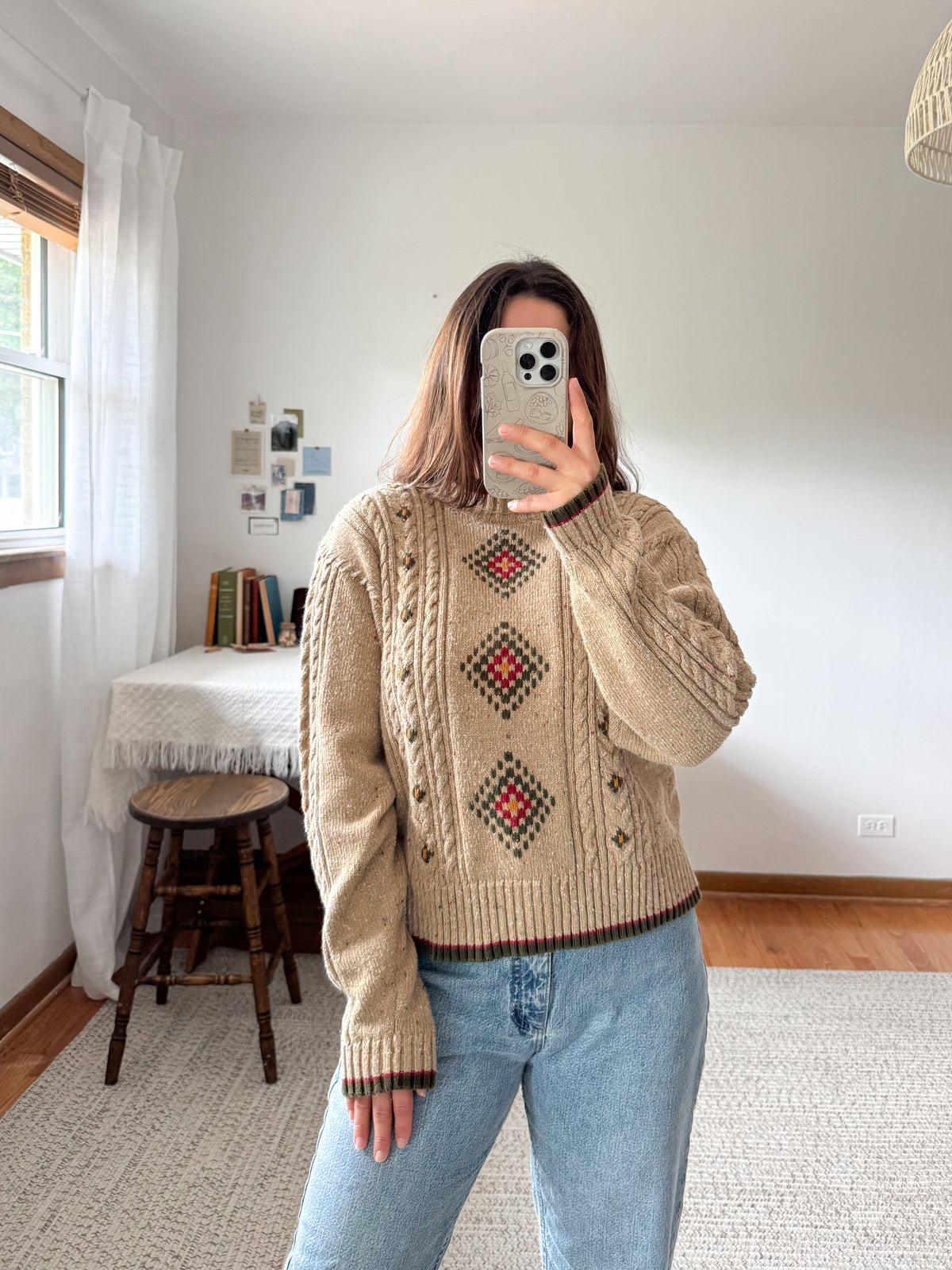 The Autumn Aztec Mock Neck Sweater (S)