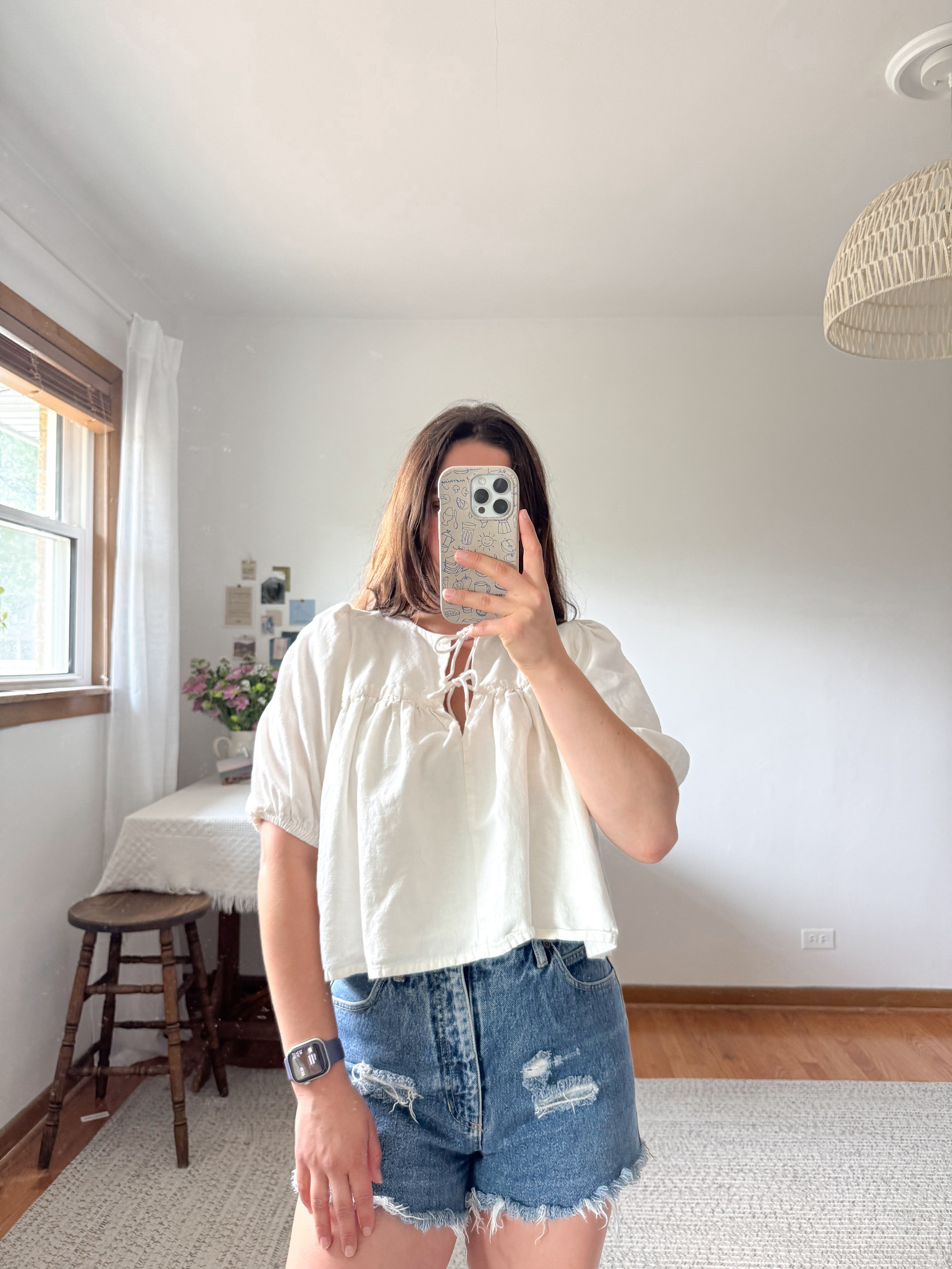 The Boutique Tie Peplum Top (S)
