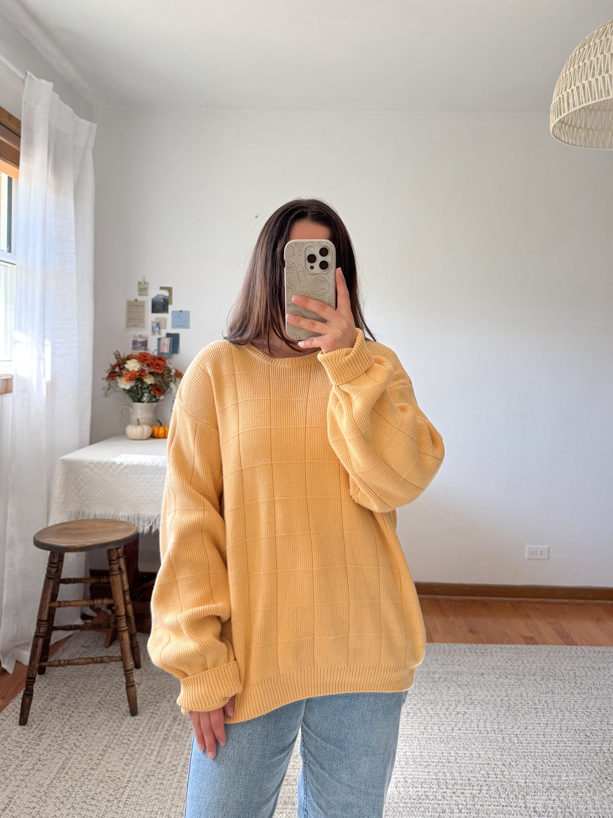 The Sunflower Yellow Checkered Sweater (XL)