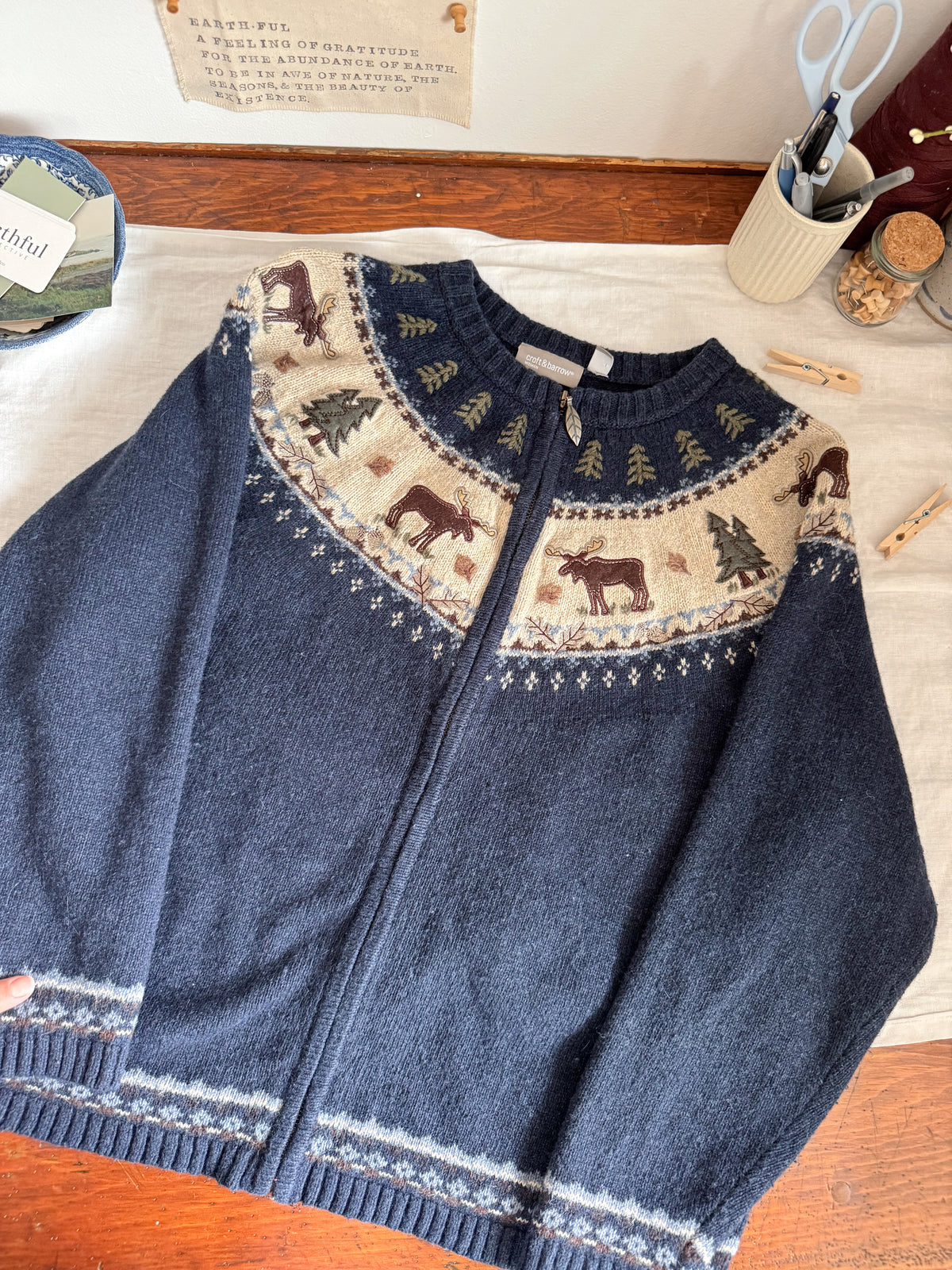 The Fair Isle Moose Cardigan (XL)