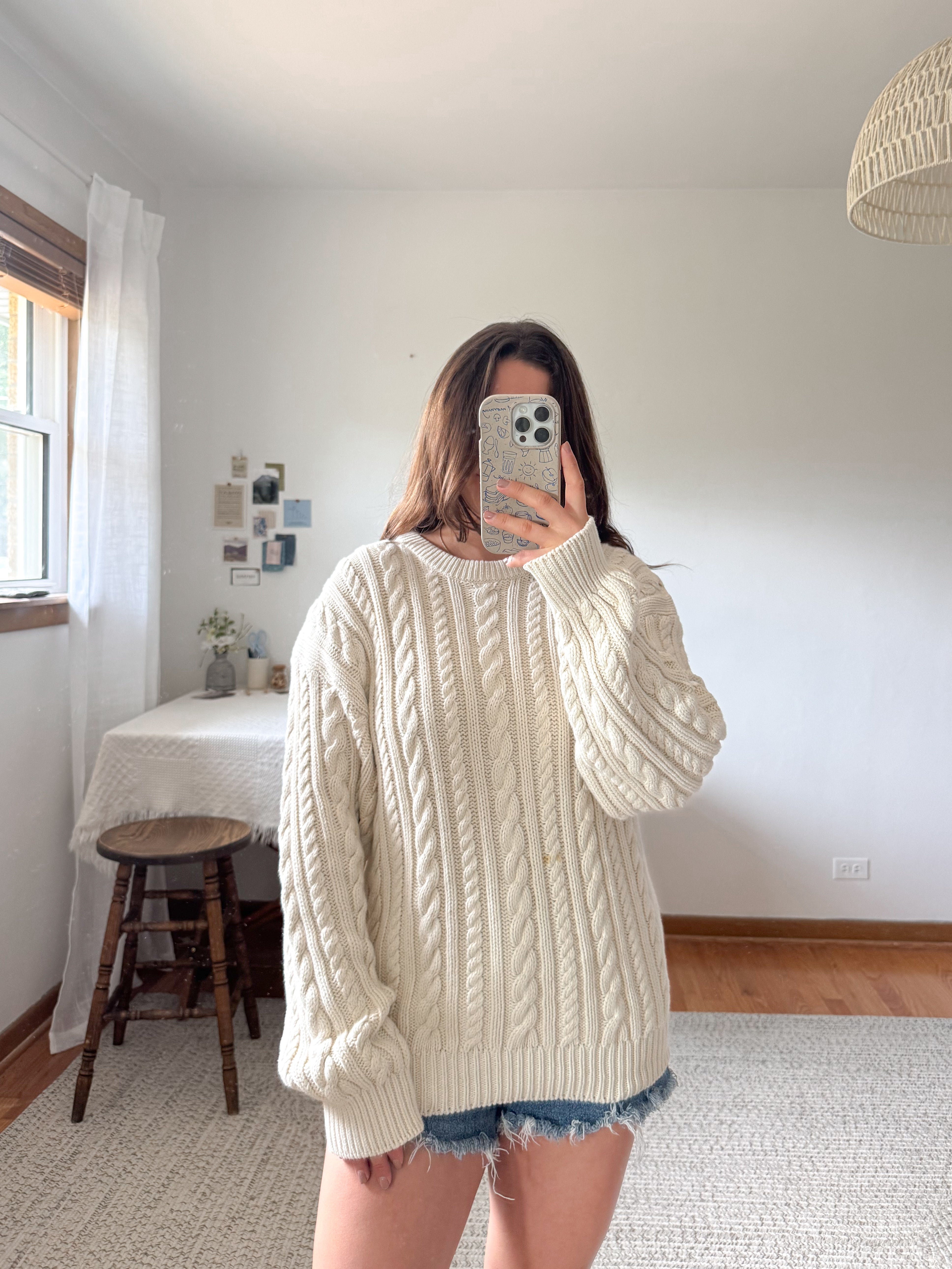 The Creamy Cable Knit Sweater (L)