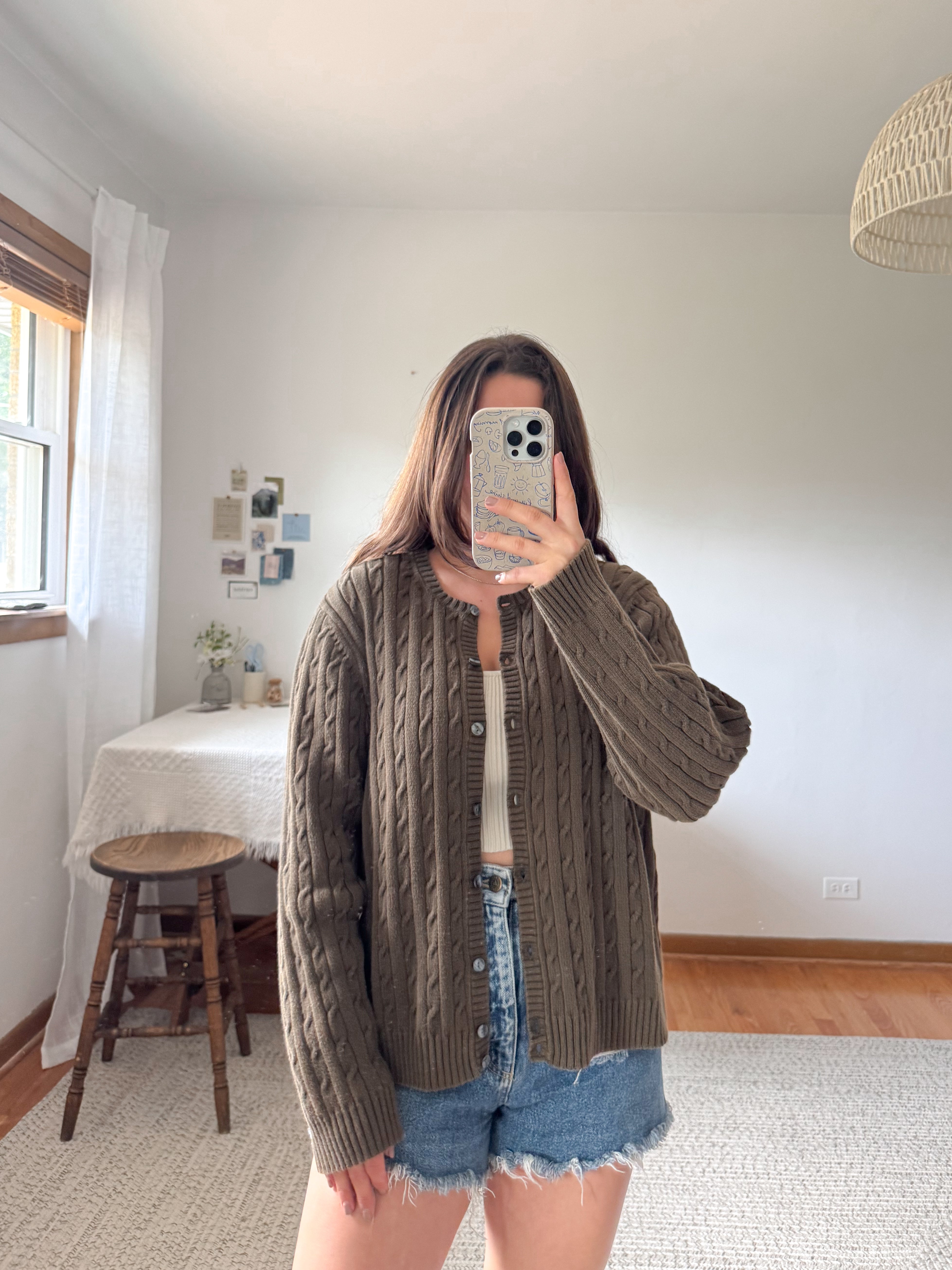 The Dark Olive Cable Cardigan (L)