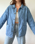 The Denim Floral Quilted Reversible Jacket (L)