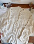 The Butter Yellow Linen Button Up (L)