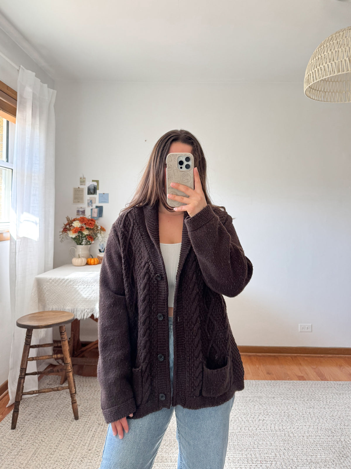 The Brown Speckle Cable Cardigan (XL)