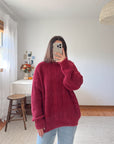 The Cranberry Red Textured Sweater (L)