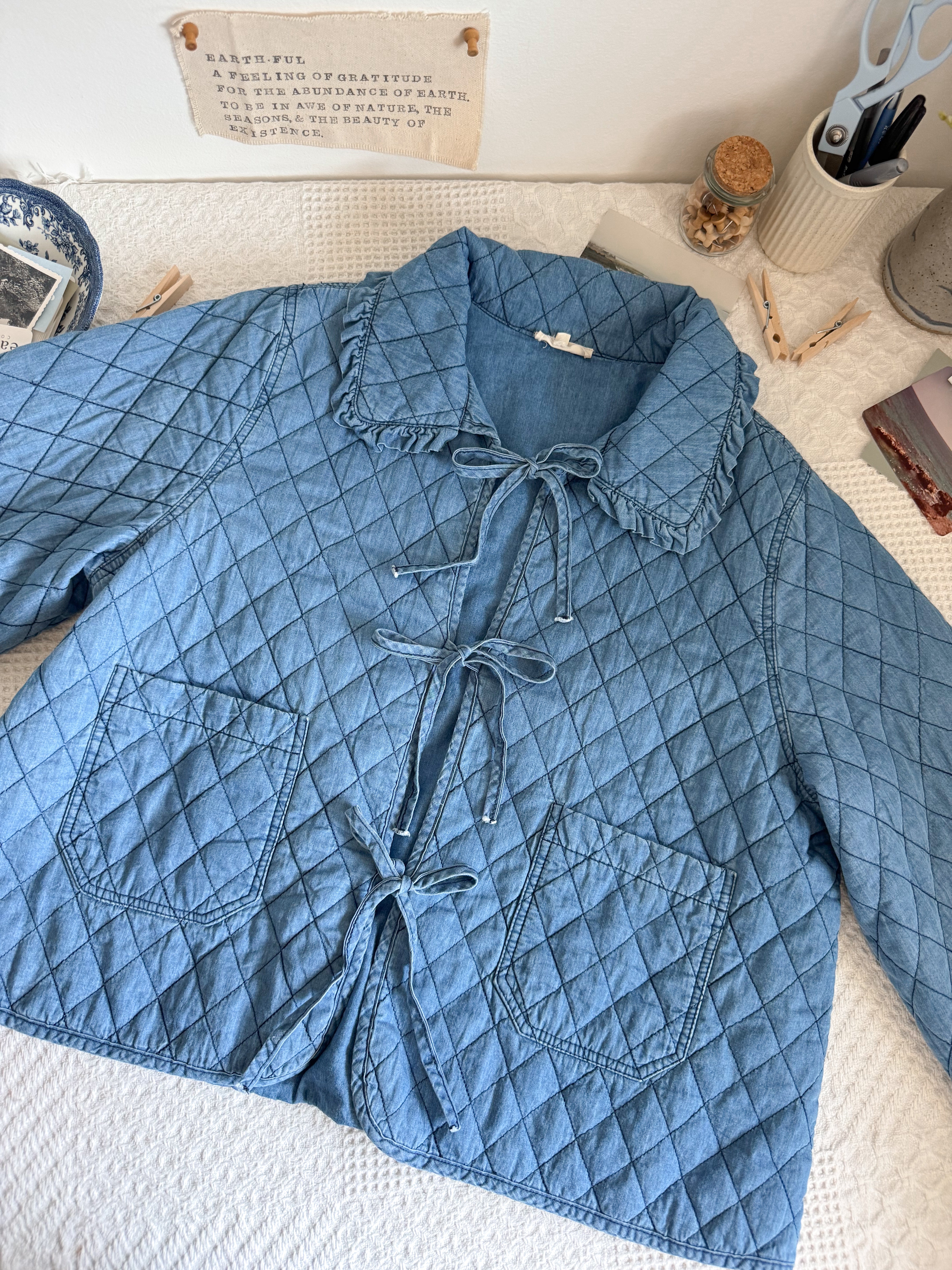 The Quilted Denim Tie Jacket (L)