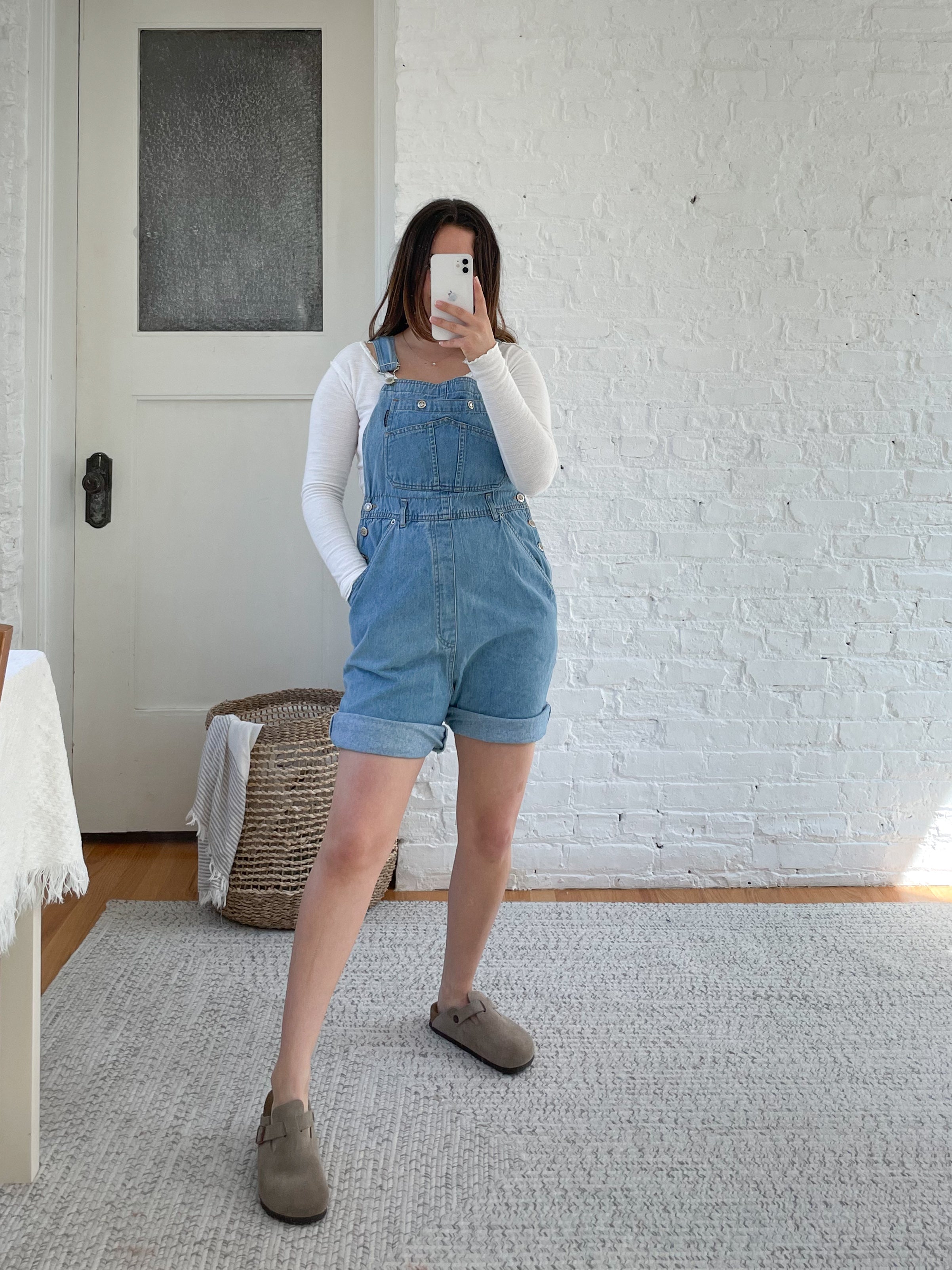 Light Wash Squeeze Shortalls (S)