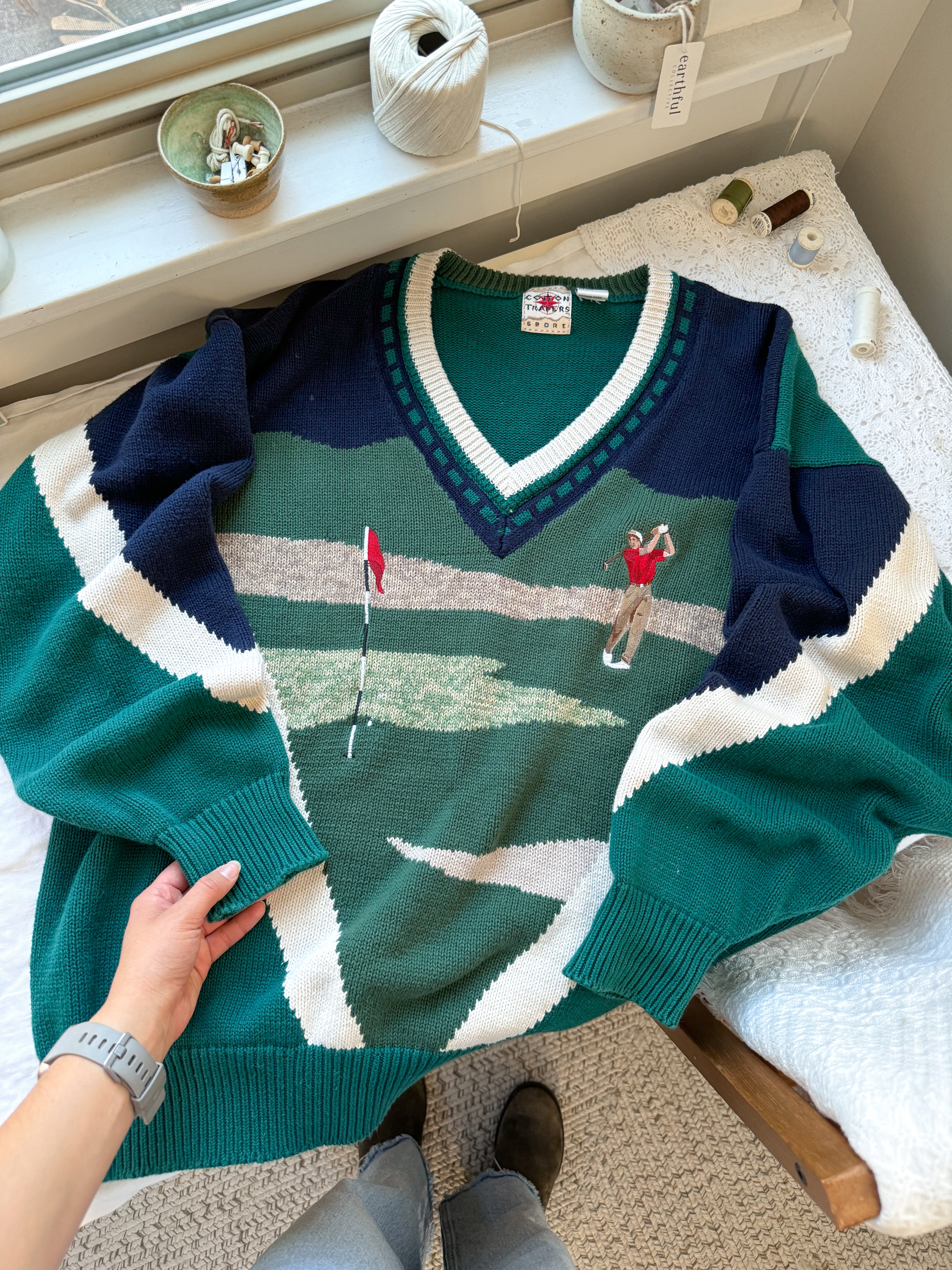 The Navy &amp; Teal Golf Sweater (1x)