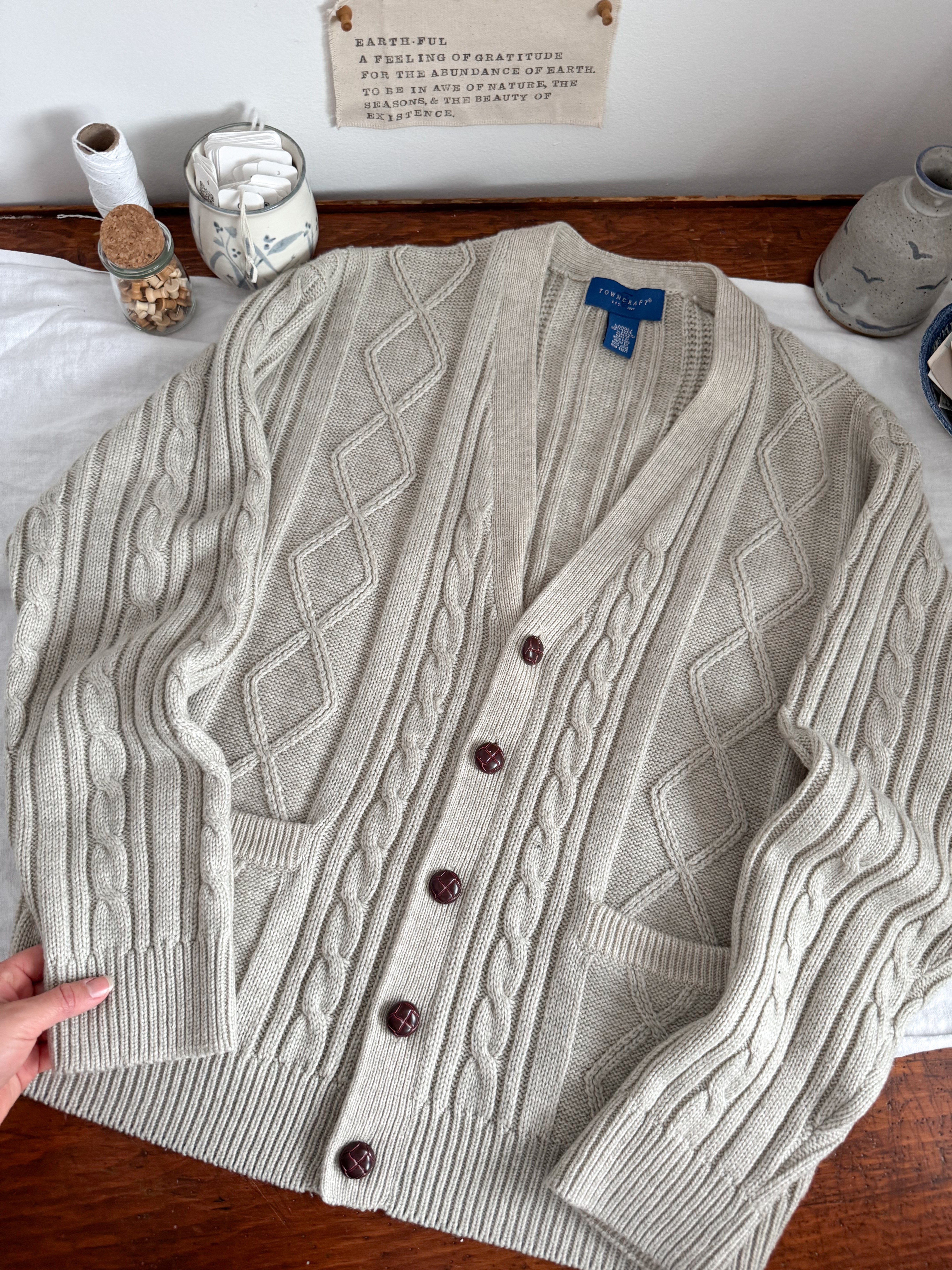 The Cable Knit Cozy Cardigan (L)