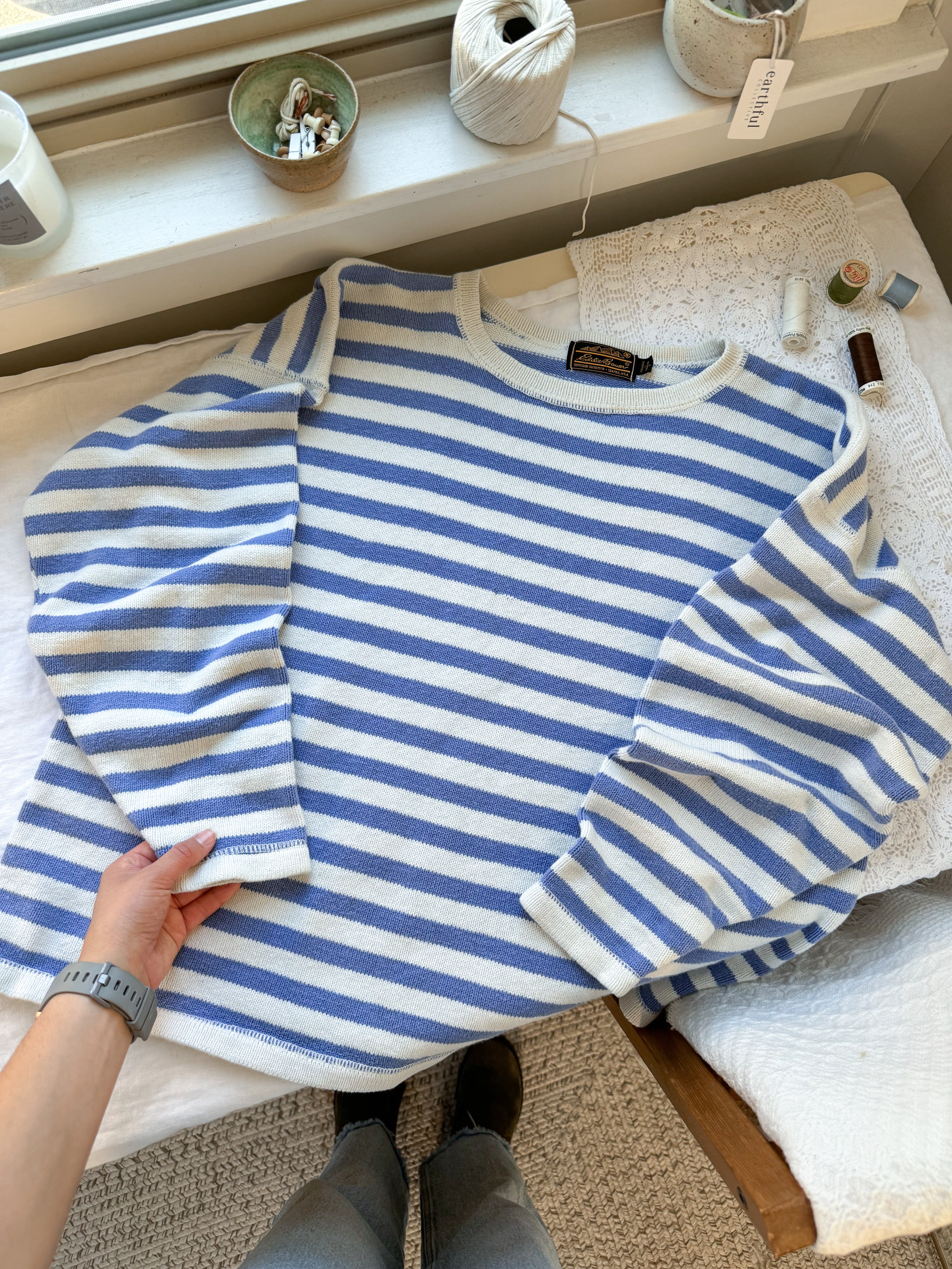 The Periwinkle Striped Sweater (L)